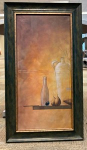 Framed Still Life Artwork With Dark Green and Bronze Frame
