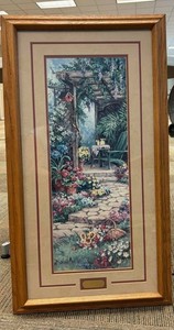 Framed Floral Garden Walkway Artwork With Wood Frame