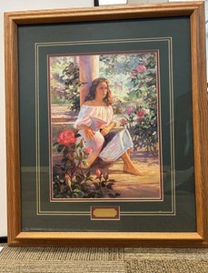 Framed Rose Garden Woman Art Print
