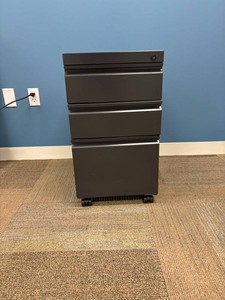 Mobile Three-Drawer Filing Cabinet With Lock