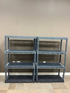 Commercial 4-Level Ventilated Grid Shelving Units (Lot of 2)