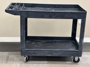 Rubbermaid Two-Shelf Utility Cart With Organizer Tray