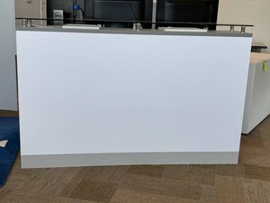 Modern White Reception Desk With Glass Transaction Counter