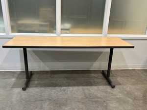 Rectangular Conference Table With Dark Metal T-base