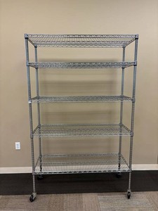 Chrome Wire Shelving Unit With 5 Tiers and Casters