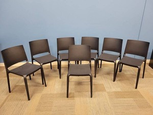 Stackable Molded Plastic Chairs - Dark Brown (Lot of 7)