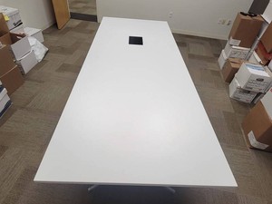 Haworth White Conference Table With Power and Data Module