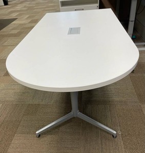 White Office Conference Table With Integrated Power & HDMI