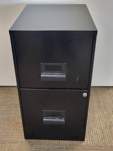 Black Two-Drawer Metal Filing Cabinet