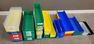 Mixed Lot Assorted Plastic Storage Bins and Trays