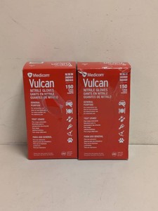NEW (2) MEDICOM NITRILE EXAM GLOVES SIZE MEDIUM 150CT