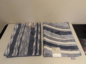 (2) NEW MINERAL SPRING COTTON SWIRL BATH MAT BLUE