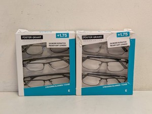 (2) NEW FOSTER GRANT 1.75 READING GLASSES 3PK