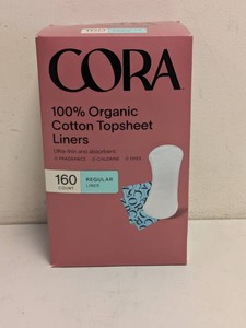 NEW CORA 100% ORGANIC COTTON TOPSHEET LINERS 160CT