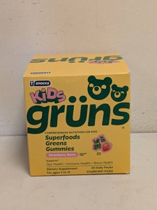 NEW U SNACKS KIDS GRUNS SUPERFOODS GREENS GUMMIES 35CT