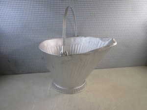 (CS) Vintage #18 Galvanized Steel Coal Hod  Ash Bucket - Painted Silver