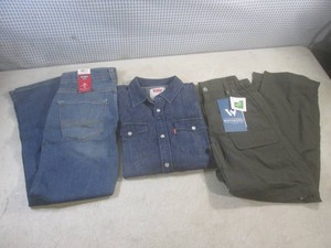 (CSB) New with Tags Levis Snap Front Shirt Size Boys 10-12, Levis Jeans Boys Size 12 Reg and White Sierra Pants Boys Size Youth Medium