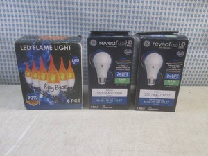 (EC1) 6pc Flame Lght Bulbs Regular Base and 2 LED Light Bulbs