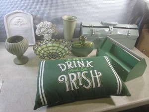 (G-1) Assorted Green Decor Items
