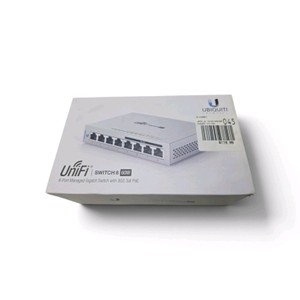 New Ubiquiti UniFi Switch 8 60W (US-8-60W), an 8-port managed gigabit network switch with 4 PoE (Power over Ethernet) ports.