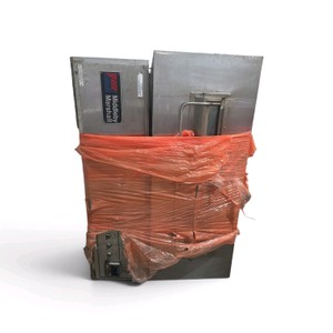 2 Sections Middleby Marshall commercial conveyor oven (such as a compact or countertop double-deck model wrapped in orange stretch film on a blue pallet