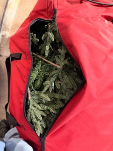 Santas Bags Heavy-Duty Rolling Artificial Christmas Tree Storage Bag with Wheeled Frame with Christmas tree