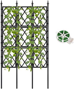 $30 63 Inch Black Metal Pipe Garden Trellis Support Fence Frame for Climbing