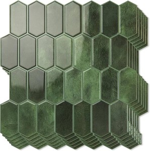 $35 Art3d Hexagon Tile Peel and Stick Backsplash, 10-Pack, 12 x 12 Inch, Green