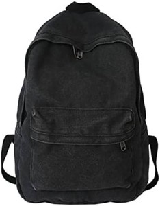$31 Canvas Backpack for Women Men Vintage Aesthetic Bags Travel Daypack Boho Hippie Grunge Backpack (Black)