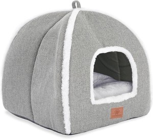 $27 Cat Bed for Indoor Cats - Cat Cave Bed Cat House Cat Tent with Removable Washable Cushioned Pillow, Soft and Self Warming Kitten beds, for Small and Medium Cat Beds & Furniture