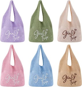 $50 Mindsoft 6 Pcs Knitted Beach Gift Bag, Crochet Tote Bags