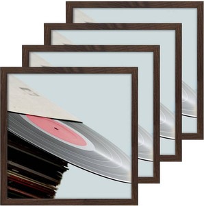 $29 eletecpro Vinyl Record Frame, 12.5 x 12.5 in, Walnut Brown, 4 Pack