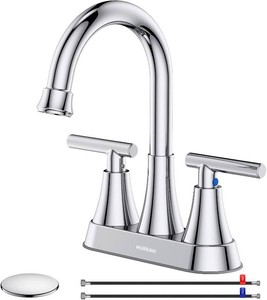 $38 Bathroom Faucet, Hurran 4 inch Centerset 2-Handle Lead-Free, Chrome