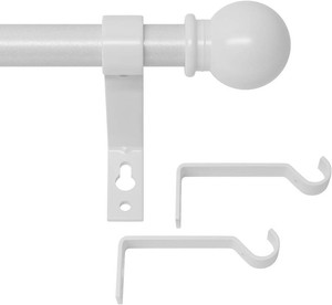 White Curtain Rods for Windows 30 to 62 inch, Splicing Adjustable 58 Diameter Curtain Rod Set, Decorative Standard Drapery Rod for Living Room, Heavy Duty Metal Curtain Pole, Easy Install - White