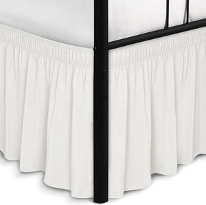 $26 Wrap Around Queen Size Bed Skirt Split Corner 16 Drop-Elastic Dust Ruffle