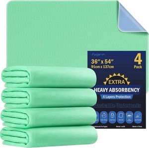 $55 Fygrip 4 Pack 36 x 54 Extra Heavy Absorbency Washable Underpads Bed Pads