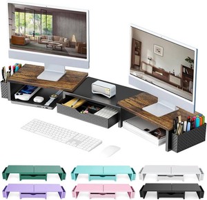 $40 gianotter Dual Monitor Stand Riser With Drawer and 2 Pen Holders
