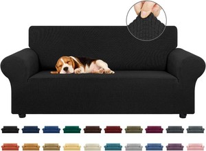 $24 KEKUOU Stretch Loveseat Couch Cover, 2 Cushion Couch Slipcover,Black