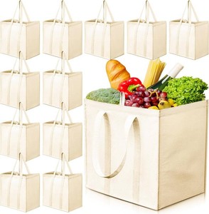 $41 Amylove 12 Pack Canvas Grocery Bag,Heavy Duty Reusable Tote Bag