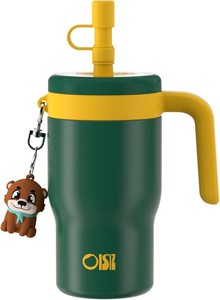 $20 OISIZ 14oz Kids Tumbler with Straw Lid & Handle,Kids Cup with Animal Accessory for School,Kids Water Bottles with Dust-proof Cover,Leakproof Water Bottles,316 Stainless Steel,Keep Cold 24 Hours-green