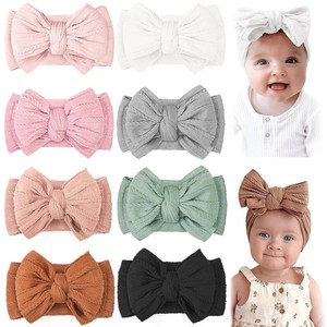 C LLOT 8 Colors Super Stretchy Soft Baby Girl Headbands Double Infant Bows (MISSING ONE)