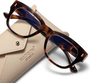 Madison Avenue Retro Blue Light Blocking Reading Glasses for Women Spring Hinge with Case, Elegant Computer Readers Glasses