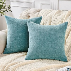 $22 GAWAMAY Decorative Square Throw Pillow Covers 22x22 Inch Set of 2, Super Soft Chenille Pillows Farmhouse Fall Pillowcase for Living Room Bedroom Sofa Couch Cushion Cover 55x55cm BROWN COLOR (see photos for true color, stock photo used for illustrati