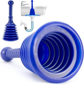 Luigis Sink Plunger Kitchen - Sink Plunger Bathroom - Drain Bathtub or Shower - Small and Powerful Clog Remover - Commercial Style Plumbers Plungers with Large Bellows - Blue - Small