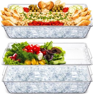 $37 Baderke 2 Set 16 x 9 Chilled Serving Tray with Compartments,Clear