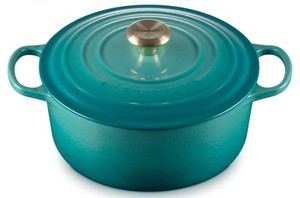 $455 Le Creuset Enameled Cast Iron Round Dutch Oven, 5.5 qt., Riviera