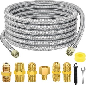 $41 24 FT Propane Hose Extension-High Pressure Braided Gas Line Hose Propane Conversion Kit for BBQ Grill, Fire Pit, Heater (24FT)