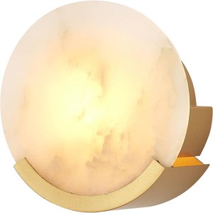 $61 Gold Modern Wall Sconces for Bathroom, 1-Light Alabaster Sconce Wall Light Fixture for Bedroom, Unique Sconce Lighting for Living Room, 1 Pack