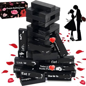 $20 48 Blocks Adult Naughty Games, Tumble Tower Couples Game for Adults Super Naughty Block Tower Tumbling Wooden Tower Stacking Block for Couples Date Night Ideas for Valentines Day Lover Date Games