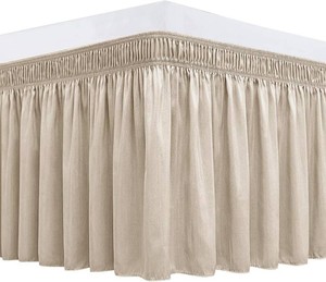 Wrap Around Bed Skirt King Size 12 Drop-Elastic Dust Ruffle Light Camel